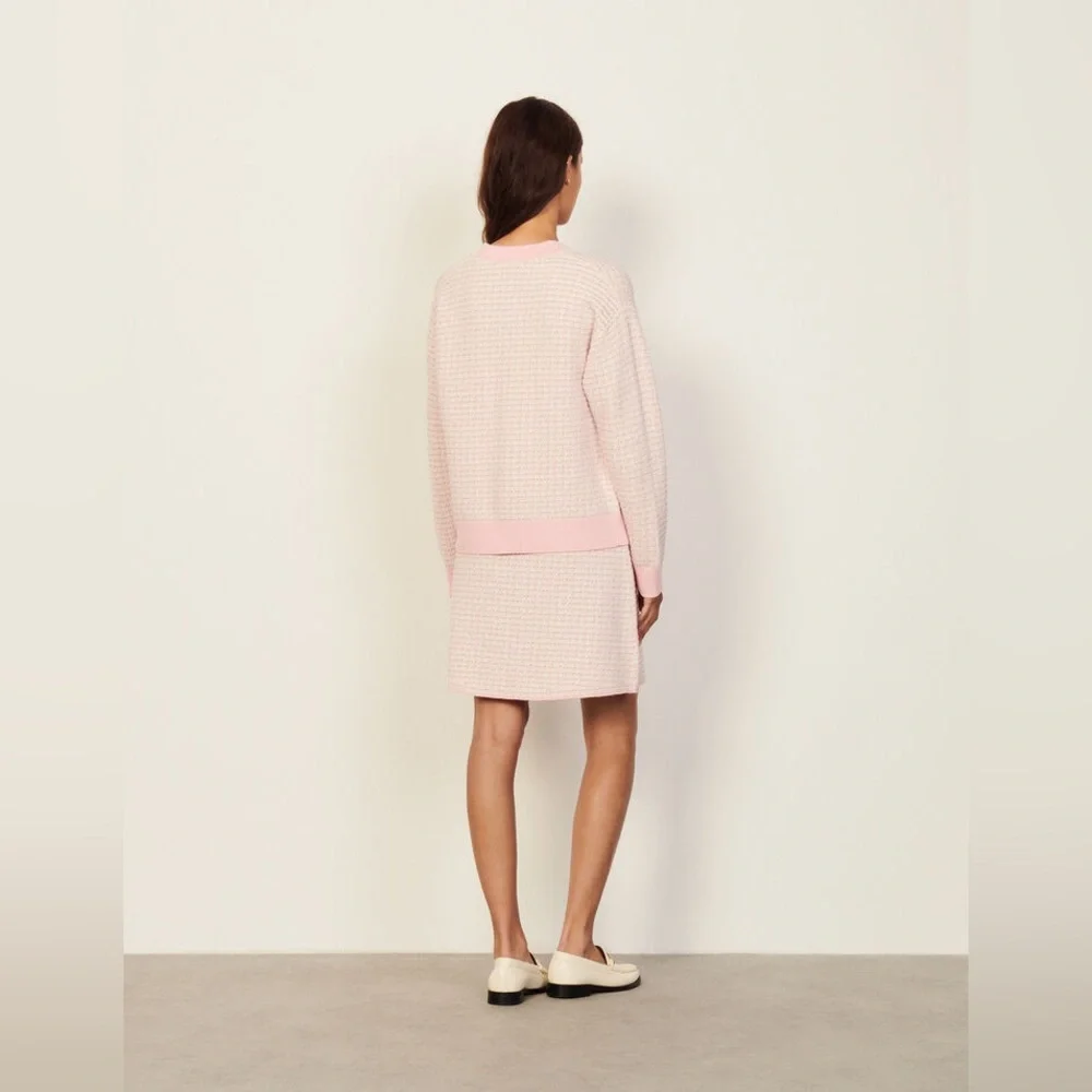 Sandro Pink Knit Cardigan with Pearl Buttons - Picture 4 of 12